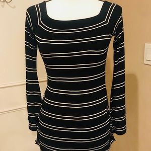 Striped Free People bell sleeved blouse